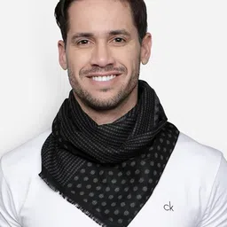 Alvaro Castagnino Men Grey & Black Patterned Muffler-4