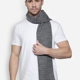 Alvaro Castagnino Men Grey & Black Patterned Muffler-2