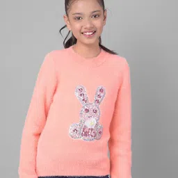 Crimsoune Club Girls Graphic Printed Embellished Pullover Sweater-image-45