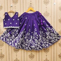JOVK DESIGN Girls Dyed Thread Work Ready to Wear Lehenga &-36