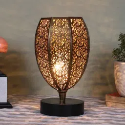 new era Etched Metal Night Lamp with Metal Shade (Antique Gold & Gold)-picture-48