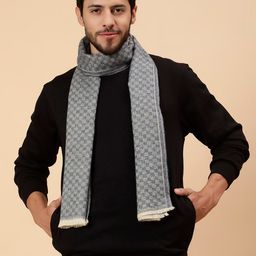 Tweedle Checked Jamawar Woollen Muffler-image-18