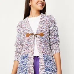max Girls Self Design Cable Knit Cardigan-image-8
