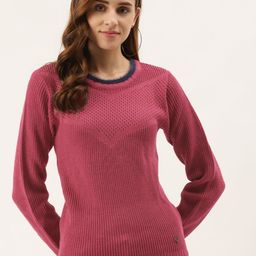 Duke Women Pink Self Design Pullover-image-49