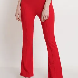 Popwings Women Red Relaxed Easy Wash Trouser-image-76