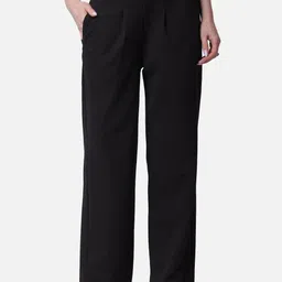 Popwings Women Relaxed High-Rise Easy Wash Pleated Trousers-image-64