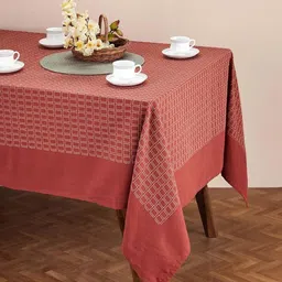 Fabindia Drithi Red Woven Cotton 8-Seater Table Cover-picture-10