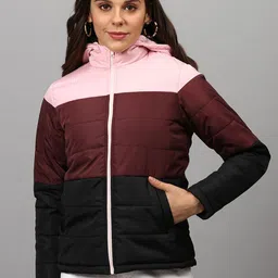 Campus Sutra Women Multicoloured Colourblocked Windcheater Outdoor Padded Jacket-image-23