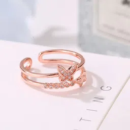 Fashion Frill Rose Gold-Plated & White AD-Studded Finger Ring-picture-16