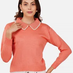 JoE Hazel Peter Pan Collar Embellished Acrylic Pullover-97