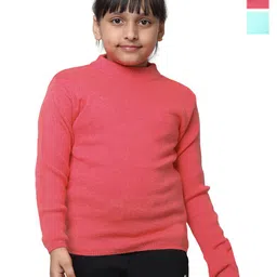 IndiWeaves Girls Pack Of 3 High Neck Woollen Pullover Sweater-image-57