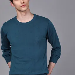 WROGN Men Teal Blue Solid Pullover Sweater-image-57
