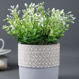 TAYHAA Grey Wave Textured Ceramic Planter-14