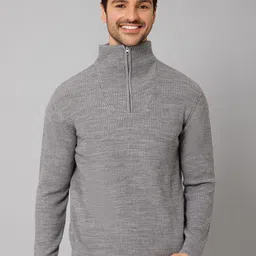Cantabil Ripped Turtle Neck Long Sleeves Zip Detail Acrylic Sweater-picture-37