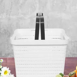 Kuber Industries White & Gray 2 Pieces Tote Basket Organisers-45