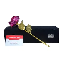 INTERNATIONAL GIFT Gold-Plated Pink Rose Flower With Leaf And Box Home Gift Set-image-39
