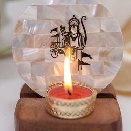 HOMEARTE Off White & Brown Wood Candle Holder-image-106