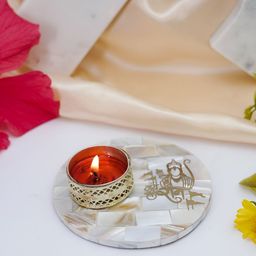 HOMEARTE Off White Stoneware Tea Light Candle Holder-image-72