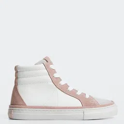 Mango Kids Girls Colourblocked Leather Mid-Top Sneakers-image-37