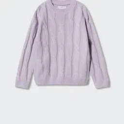 Mango Kids Girls Self Design Cable Knit Sustainable Pullover-image-78