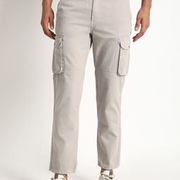 The Roadster Lifestyle Co Pure Cotton Regular fit Mid-Rise Cargo Trousers-image-29
