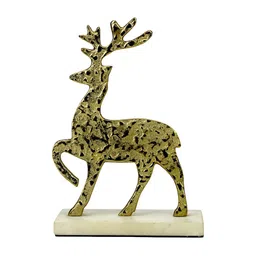 Hind Decor Gold Toned Christmas Decorative Minimalitic Standing Rain Deer Showpieces-image-66