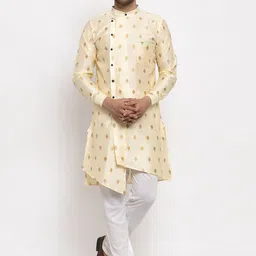 KLOTTHE Men Beige Kurta with Churidar-image-56