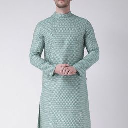 DEYANN Men Blue Ethnic Motifs Kurta with Churidar-image-63