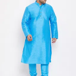 VASTRAMAY Men Blue Kurta with Churidar-image-57