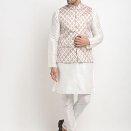 Kaifoo Men Multicoloured Kurta with Churidar & Nehru Jacket-4