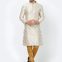 Sydney Heights Ethnic Motifs Woven Design Mandarin Collar Straight Kurta & Churidar-picture-42