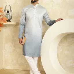 SOJANYA Striped Band Collar Long Sleeves Regular Kurta With Churidar-16