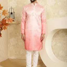 SOJANYA  Striped Band Collar Long Sleeves Regular Kurta With Churidar-17