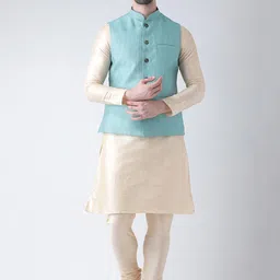 DEYANN Men Blue Layered Kurta with Churidar-43