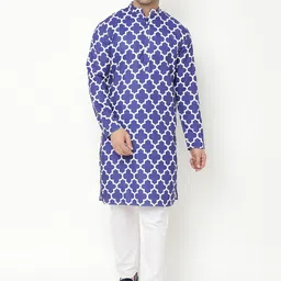 Hangup Men Blue Printed Kurta with Churidar-image-72