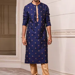 Tasva Men All Over Embroidered Motifs Kurta Set-30