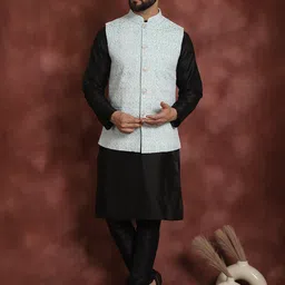 Anouk Ethnic Motifs Straight Kurta with Churidar & Nehru Jacket-35