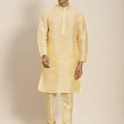 SOJANYA Men Gold-Toned Kurta with Churidar-image-17