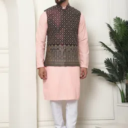 SOJANYA Men Regular Thread Work Pure Cotton Kurta with Churidar-picture-20