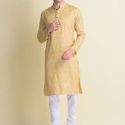 NAMASKAR Men Beige Cotton Printed Kurta with Churidar-picture-17