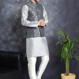 Jompers Ethnic Motifs Mandarin Collar Long Sleeves Kurta with Churidar-image-22