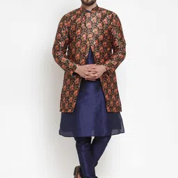 Kaifoo Men Paisley Printed Layered Kurta with Churidar-image-16