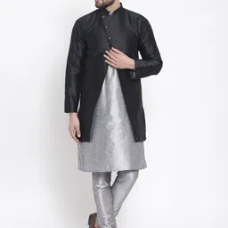 Kaifoo Men Grey Kurta with Churidar & Jacket-image-78
