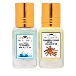Menjewell Pack of 2 Attar - Aqua Fresh & Chandan-E-Khaas Attar 5 ml Each-6