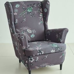 HOKIPO Green Printed 140 GSM Stretchable Wing Chair Cover-image-33