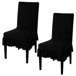 HOKIPO Black 4 Pieces Streachable Frill Chair Cover-image-63