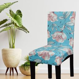 HOUSE OF QUIRK Set Of 6 Blue & Pink Printed Non-Slip Removable Chair Covers-image-77