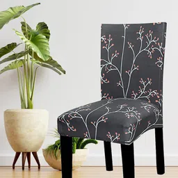 HOUSE OF QUIRK Set Of 4 Branch Midnight Printed Elastic Stretch Removable Chair Cover Set-image-56