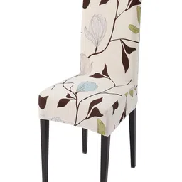HOKIPO Beige & Brown Printed Stretchable Chair Cover-image-95