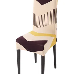 HOKIPO Beige & Brown Printed Stretchable Chair Cover-image-87